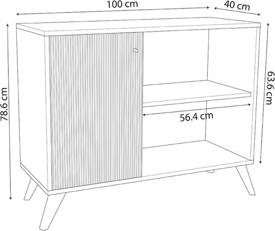 Sideboard Kruden Wooden Black-Natural 100x40x78cm