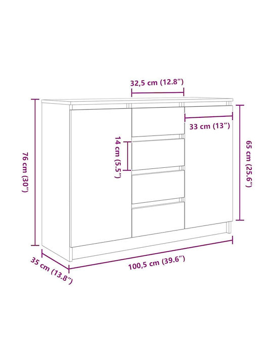 Schublade Büro Coffee 100.5x35x76cm