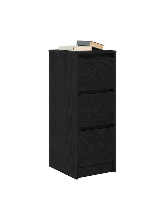 Office Storage Chipboard Drawer Black Oak, Black L29.5xW34xH76cm