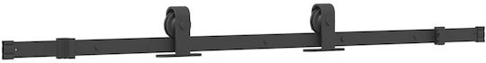 Vidaxl Συρόμενη Πόρτα Σετ Υλικού Μαύρο 76x205 Cm Γυαλί Μετριασμένο Μαύρο