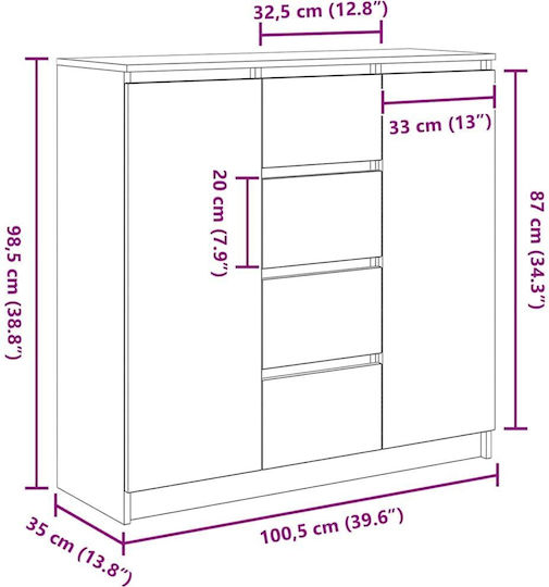 Συρταριέρα Креватокамарас Дървена Кафяв 100.5x35x98.5бр