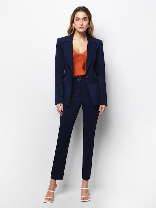 Toi&Moi Women's Waisted Blazer Navy Blue