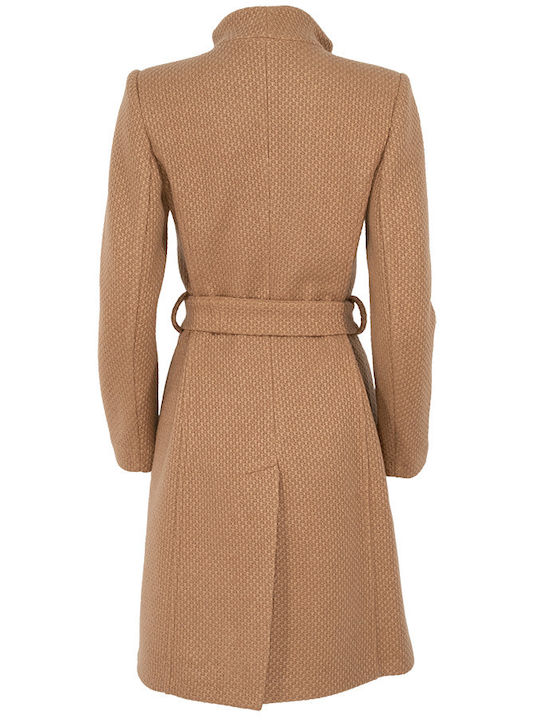 Forel Women's Midi Coat with Belt Coffee