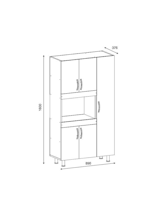 Defne Ντουλάπι Κάτω Φούρνου Λευκή Απόχρωση 89x37.5x160εκ.