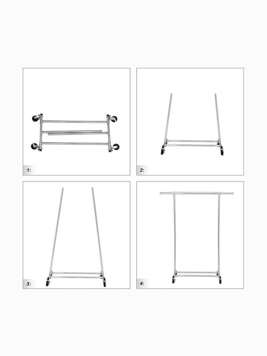 Songmics Rollbar Kleiderständer Silber 92x45.4x160cm