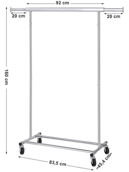 Songmics Rollbar Kleiderständer Silber 92x45.4x160cm