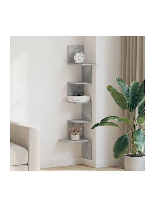 Vidaxl Corner Wall Shelf Grey Chipboard 32x32x127.5cm 1 Piece Grey