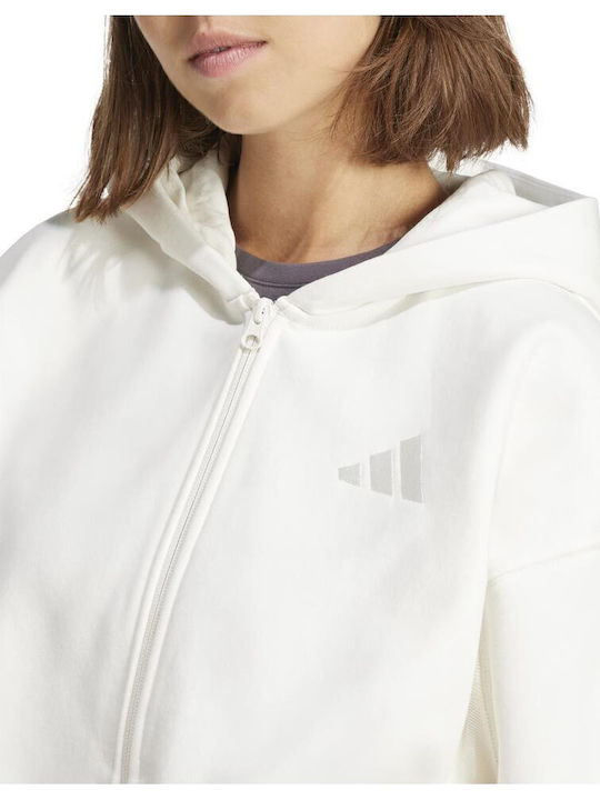 All Szn Women's Sweatshirt Jacket Hooded White
