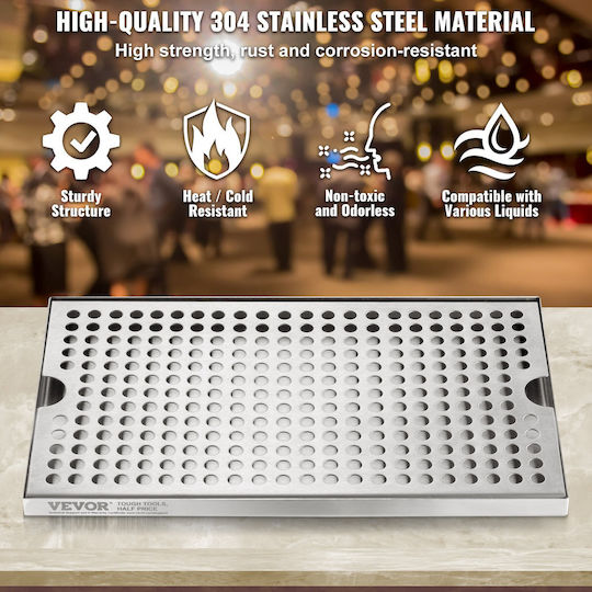 Vevor Beer Drip Tray 304 Stainless Steel Kegerator Drip Trays Non-Slip Pads