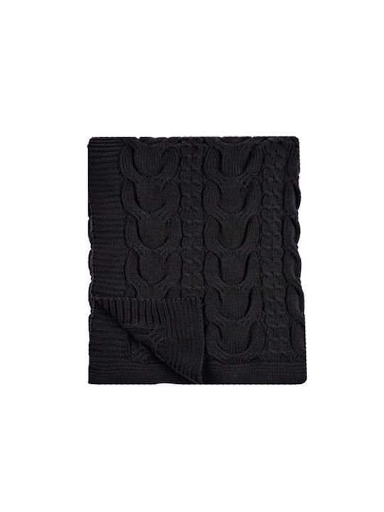 Liolios Home Cable Κουβέρτα Πλεκτή Καναπέ 130x170εκ. Charcoal