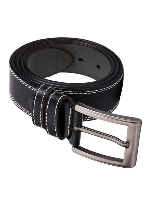 Wide Men's Belt Leather Black
