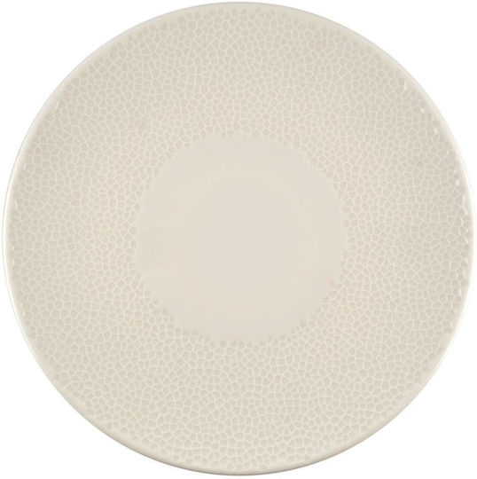 Kutahya Porselen Servierplatte aus Porzellan Beige mit Durchmesser 32cm 6Stück