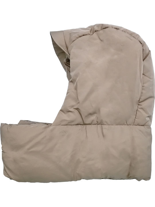 Windproof Fabric Hat with Puffed Scarf Lining Unisex Beige