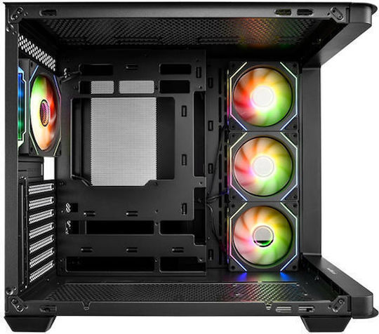 FSP/Fortron M580 Gaming Midi Tower Κουτί Υπολογιστή με Πλαϊνό Παράθυρο και RGB Φωτισμό Μαύρο