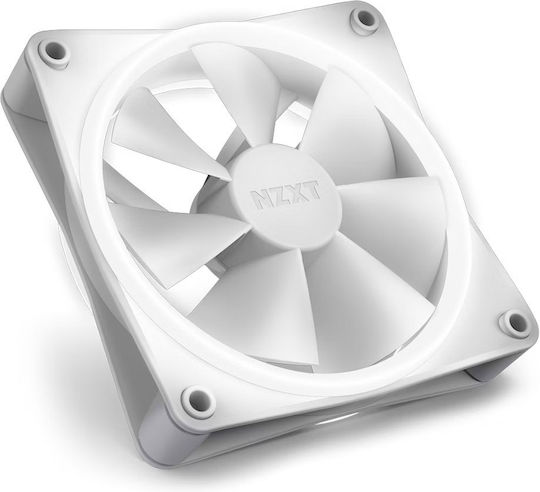 NZXT F120 Duo Вентилатор За Кутия (1800 Оборота / 48.58 CFM) С RGB Осветление И 4-изводна ШИМ Свързване Бял