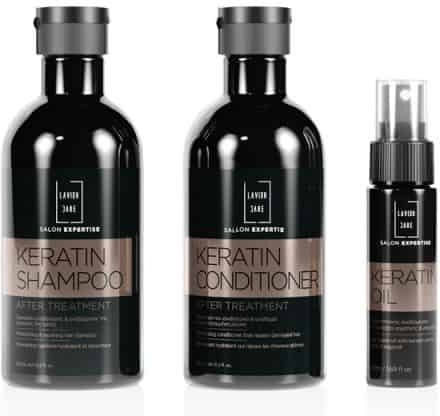 Lavish Care Keratin Treatment Hair Treatment Set with Keratin for Damaged Hair with Shampoo, Conditioner and Serum 3pcs