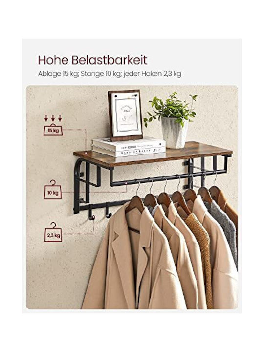 Songmics Metal Wall Hanger 5 Hooks Gray 66x27x30cm