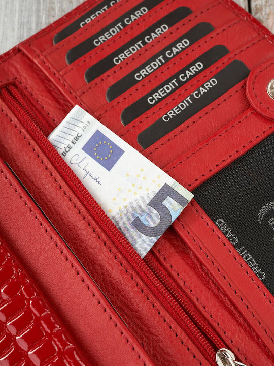 Klein Leder Damen Geldbörse Klassisch mit RFID Rot