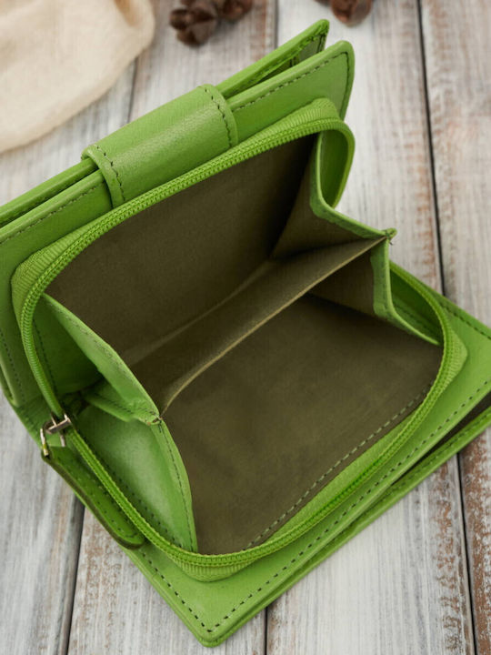 Small Leather Women's Wallet Classic with RFID Green