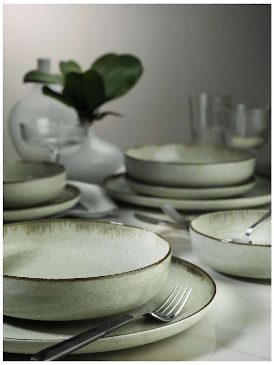 Kutahya Porselen Mood Plate Shallow made of Porcelain Green with Diameter 27cm