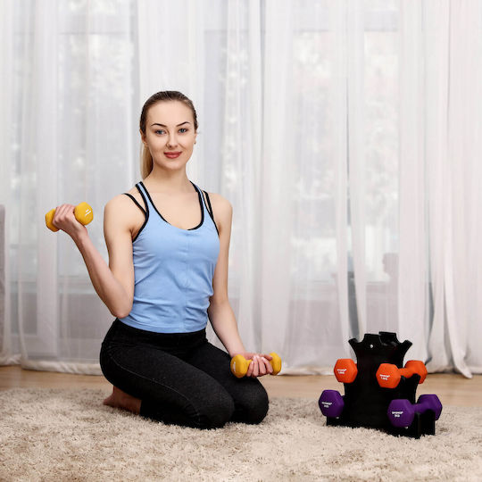 Songmics Hexagonal Dumbbell Set Stand 2 X 1 Kg 2 X 1.5 Kg 2 X 2 Kg Hand Weights Matte Finish