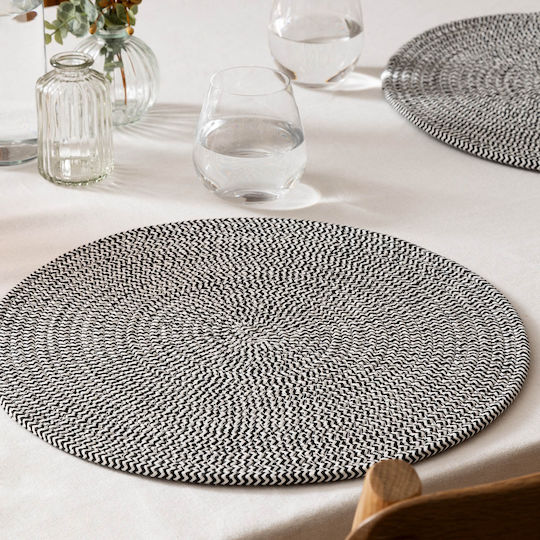 Atmosphera Platzdeckchen Rund Stoff Black 38cm 1Stück
