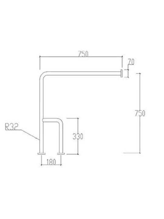 Tema Inox Bathroom Grab Bar for Persons with Disabilities 75cm Silver