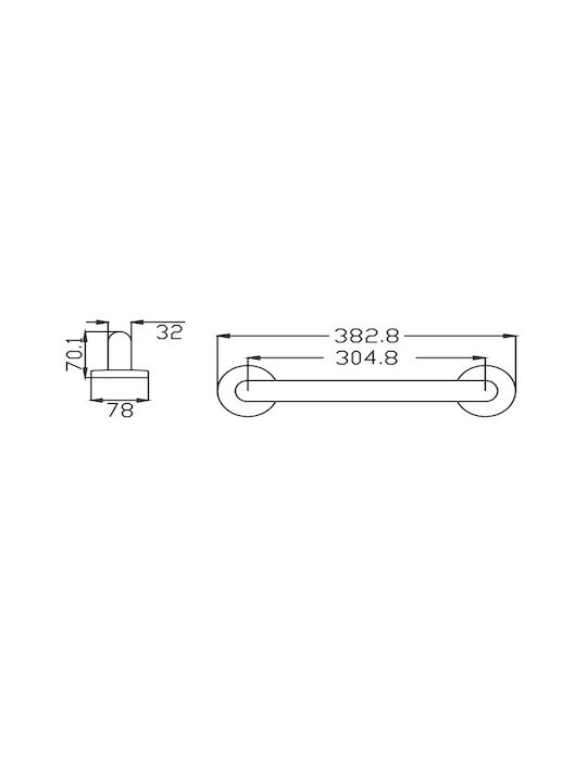 Ponte Giulio Λαβή Μπάνιου Inox ΑΜΕΑ 38cm Ασημί