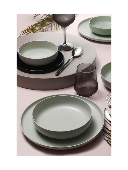 Kutahya Porselen Serving Bowl Round Green with Diameter 15cm