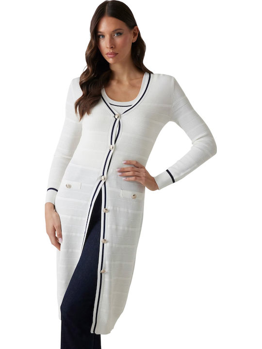 Long Women's Knitted Cardigan Cream
