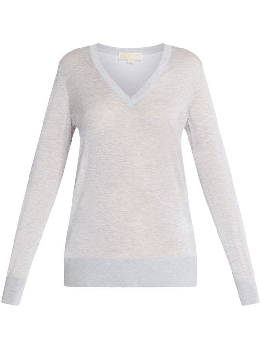 Women's Sweater with V Neckline Pearl Heather / Grey