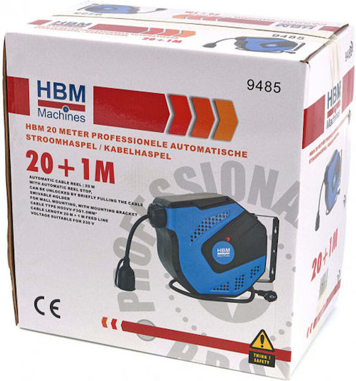 Tambur electric profesional cu prelungitor 3 x 1,5 mm IP34 20m HBM Machines Olanda