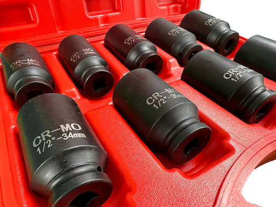 1/2" Impact Socket Set Planetary Gears 9 Pieces 29-38mm Psa Vag Bmw Gebo Tools