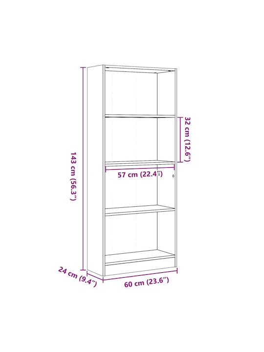 Brown Bookcase 60x24x143cm