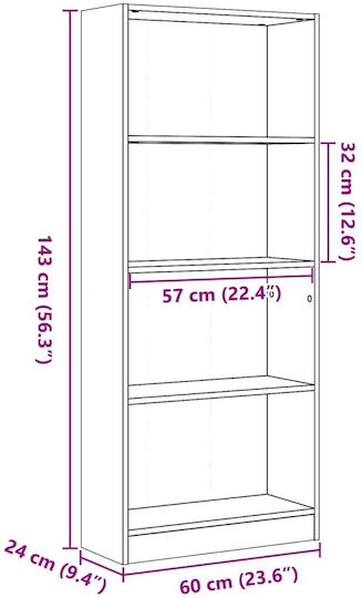 Bibliothek Braun 60x24x143cm