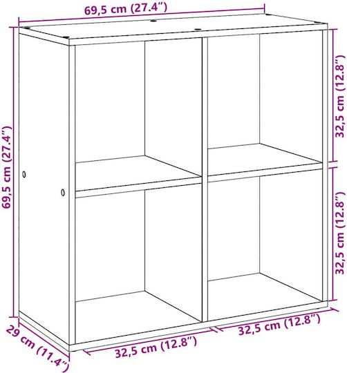 Bibliothek Grau 69.5x29x69.5cm
