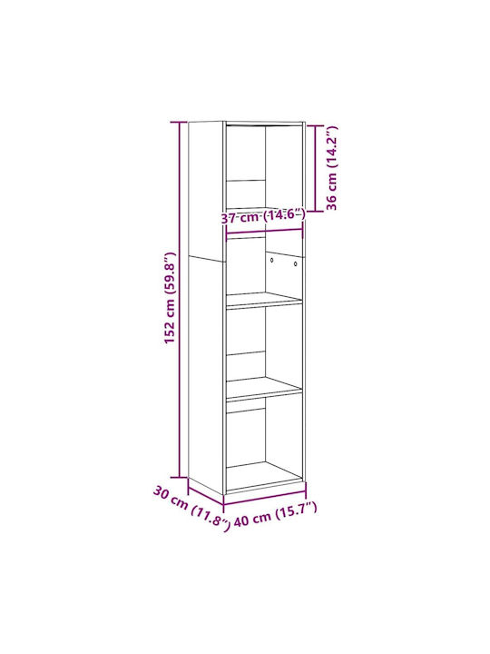 Bibliotecă Stejar Fumuriu 40x30x152 cm