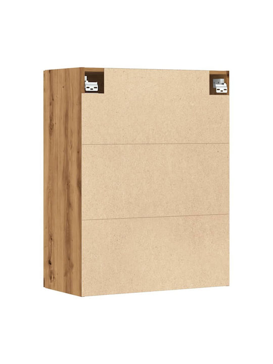 Wall Living Room Display Cabinet made of Particleboard with Glass Brown 69.5x34x90cm