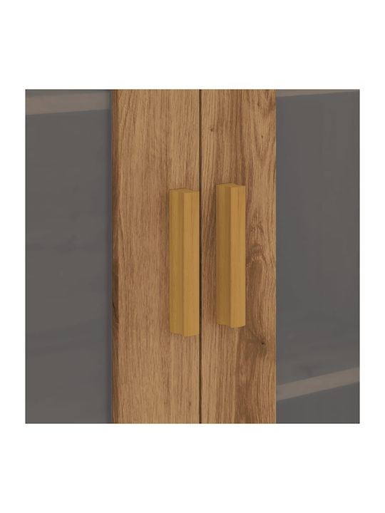 Wall Living Room Display Cabinet made of Particleboard with Glass Brown 69.5x34x90cm