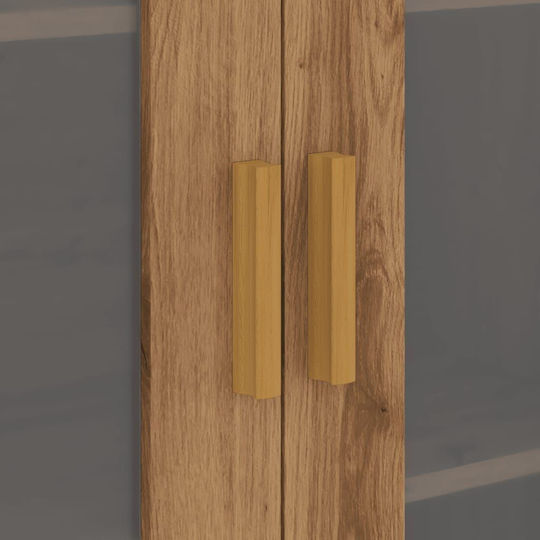 Wall Living Room Display Cabinet made of Particleboard with Glass Brown 69.5x34x90cm
