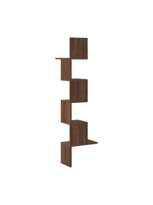 Γωνιακό Ράφι Τοίχου Καφέ Δρυς 32x32x127.5εκ.