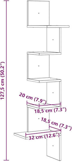 Γωνιακό Ράφι Λευκό 32x32x127.5εκ.