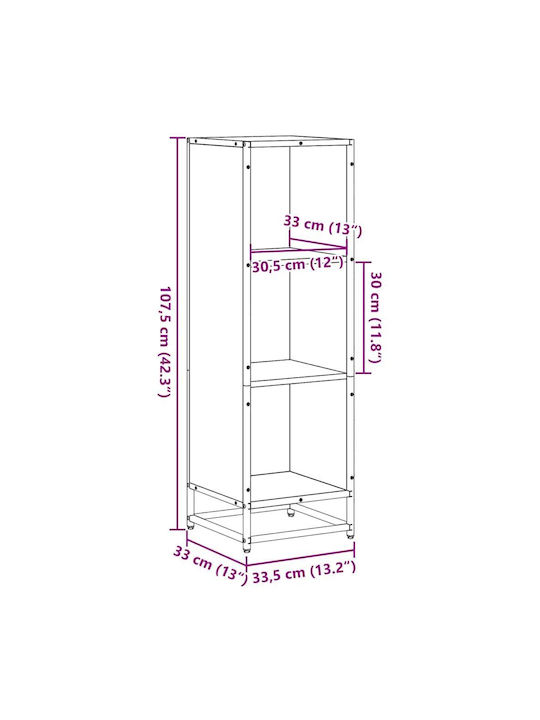 Βιβλιοθήκη Μαύρο 33.5x33x107.5εκ.