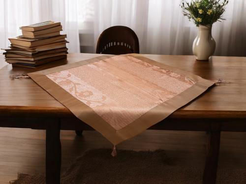7-teiliges Satin Jacquard Rand Merano Tischdeckenset Mokka Lh2065207-1