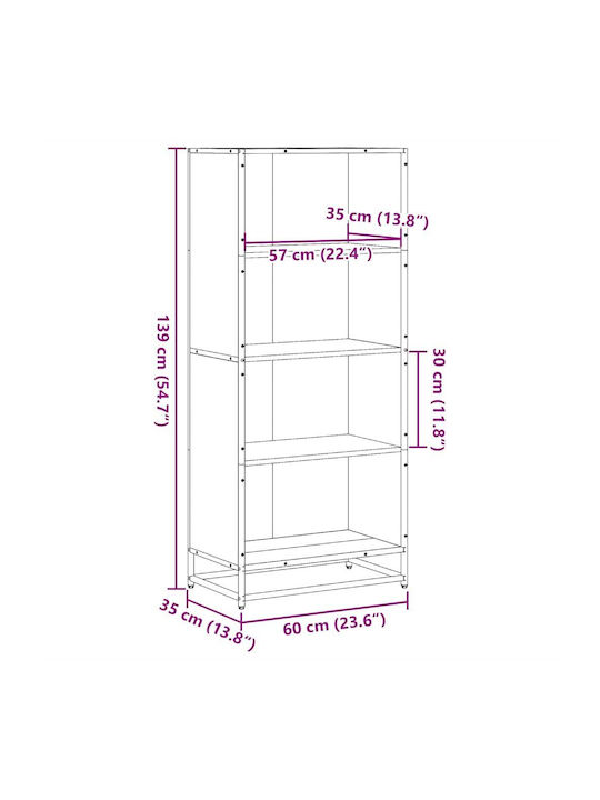 Βιβλιοθήκη Γκρι Sonoma 60x35x139εκ.