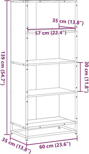 Bibliotecă Gri Sonoma 60x35x139 cm