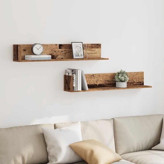 Wall Shelves Old Wood 2 Pieces 100x16.5x16.5 cm