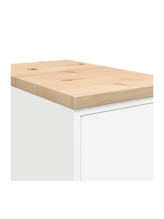 Living Room Display Cabinet Made of Solid Wood White 30x51x85cm