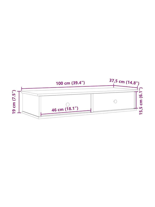 Ράφι Τοίχου Γκρι Sonoma 100x37.5x19εκ.