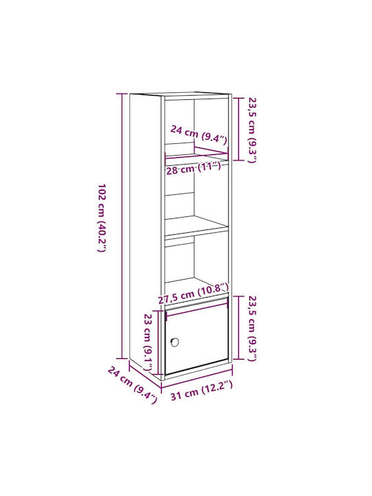 Brown Bookcase 31x24x102cm